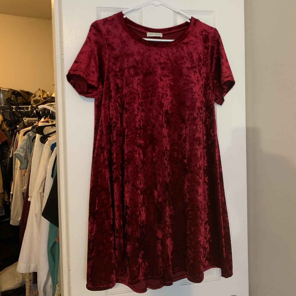 Red Velvet T-Shirt Dress